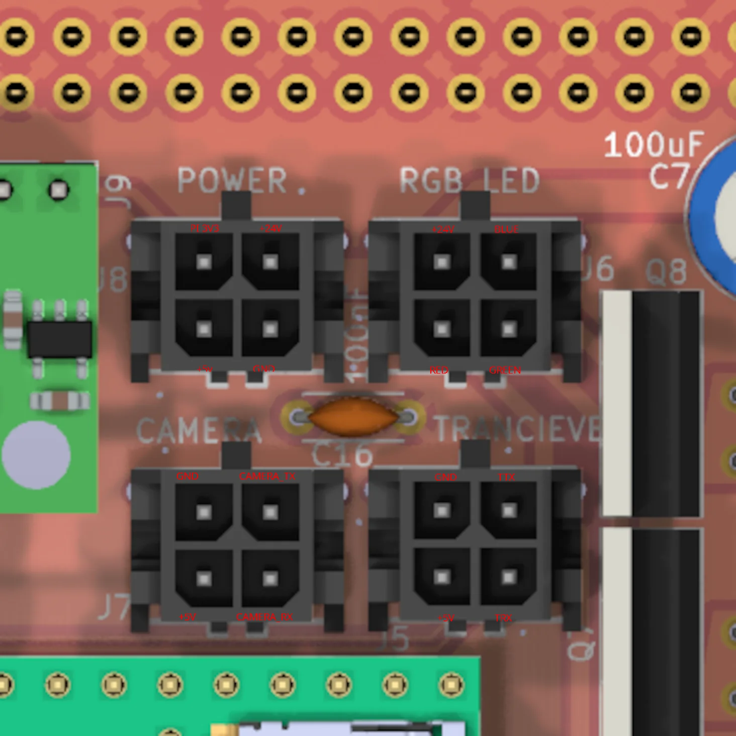 Close-up of mainboard connectors